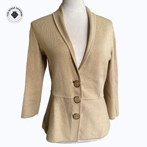 Jones New York Beige Shawl Collar Knit Blazer Cardigan, Size Petite Small